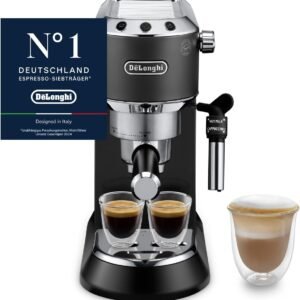 De’Longhi Dedica Style EC685.BK Siebträgermaschine – 15 cm schmal, 15 bar, Milchaufschäumer, Schwarz