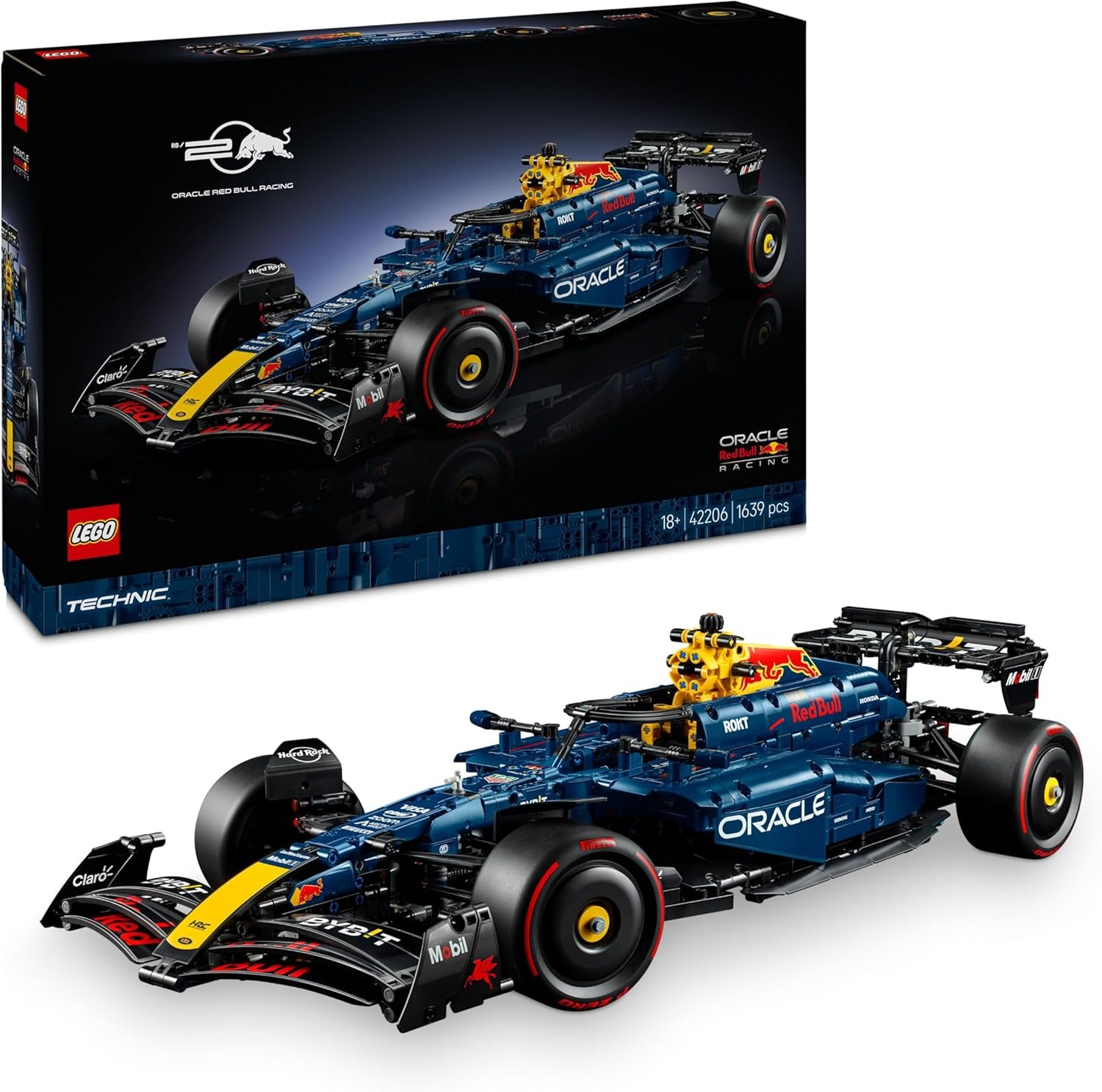 LEGO Technic 42206 – Oracle Red Bull Racing RB20 F1 Rennauto, 1:8 Modell, V6-Motor, Getriebe & Lenkung, Formel 1 Bauset für Erwachsene & Teenager