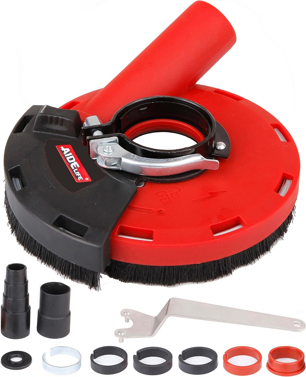 Aidelife Absaughaube mit Bürsten für Winkelschleifer 115/125 mm – Staubschutzaufsatz für Marmor, Beton, Fliesen & Lack, Kabelgebunden