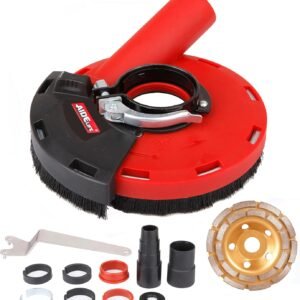 Aidelife Absaughaube mit Bürstenring + Diamantschleiftopf 125 mm für Winkelschleifer 115/125 mm – Staubfreies Arbeiten auf Beton, Marmor & Fliesen