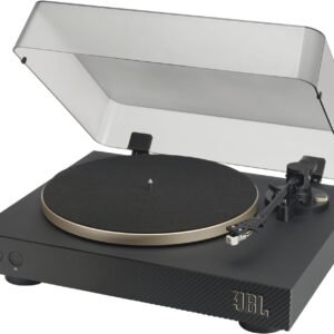 JBL Spinner BT Bluetooth Plattenspieler – Premium Vinyl Turntable mit aptX™ HD & Riemenantrieb (Schwarz-Gold)